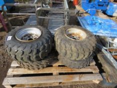 SET OF 4NO QUAD BIKE WHEELS AND TYRES. THIS LOT IS SOLD UNDER THE AUCTIONEERS MARGIN SCHEME, THER
