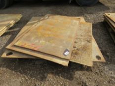 4 X HEAVY STEEL ROAD PLATES: 0.9-1.5M WIDTH X 1.2M-1.5M LENGTH APPROX @ 12MM-15MM THICKNESS APPROX.