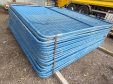 STACK OF 20NO EXTRA HEAVY DUTY ANTI CLIMB MESH COVERED FENCE PANELS. 2.4M HEIGHT X 2.5M WIDTH APPROX