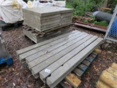 18 X CONCRETE PAVING SLABS PLUS 7 X CONCRETE POSTS. THIS LOT IS SOLD UNDER THE AUCTIONEERS MARGIN