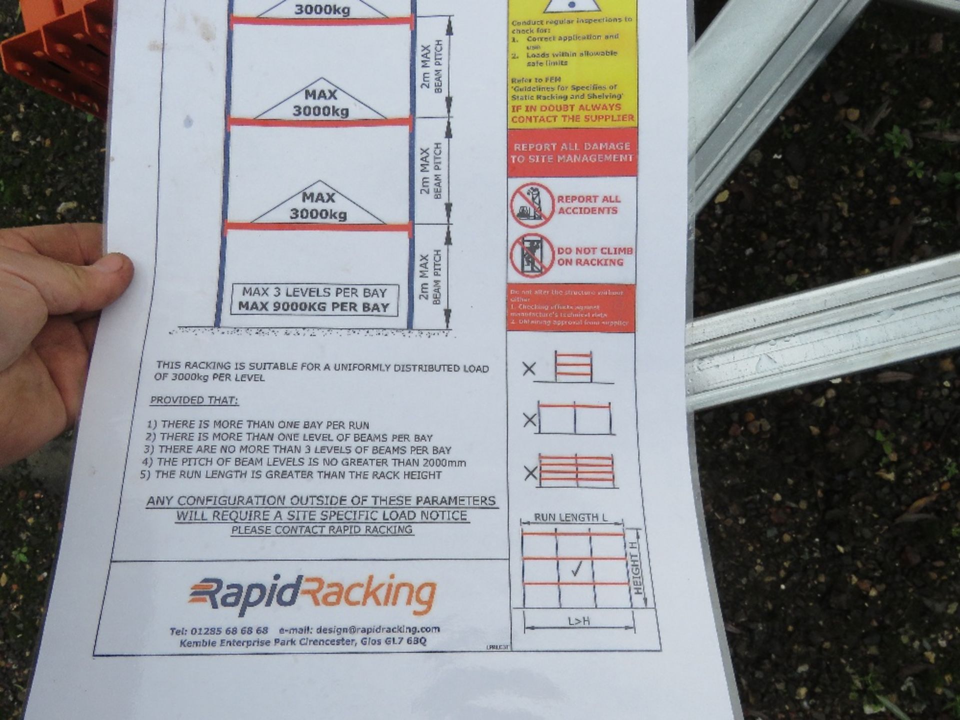 HEAVY DUTY PALLET RACKING: 5 X UPRIGHTS @ 5M HEIGHT WITH A WIDTH OF 0.9M, PLUS 24NO BEAMS @ 3.9M LEN - Image 4 of 4