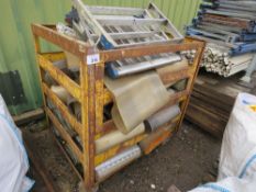 STILLAGE OF FORKLIFT DOOR CURTAINS PLUS 2 X STEP UP UNITS. THIS LOT IS SOLD UNDER THE AUCTIONEERS