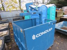 CONQUIP 2 TONNE RATED CRANE FORKS WITH EQUIPMENT TRANSPORT SKIP/STILLAGE CONTAINER WITH DROP RAMP,