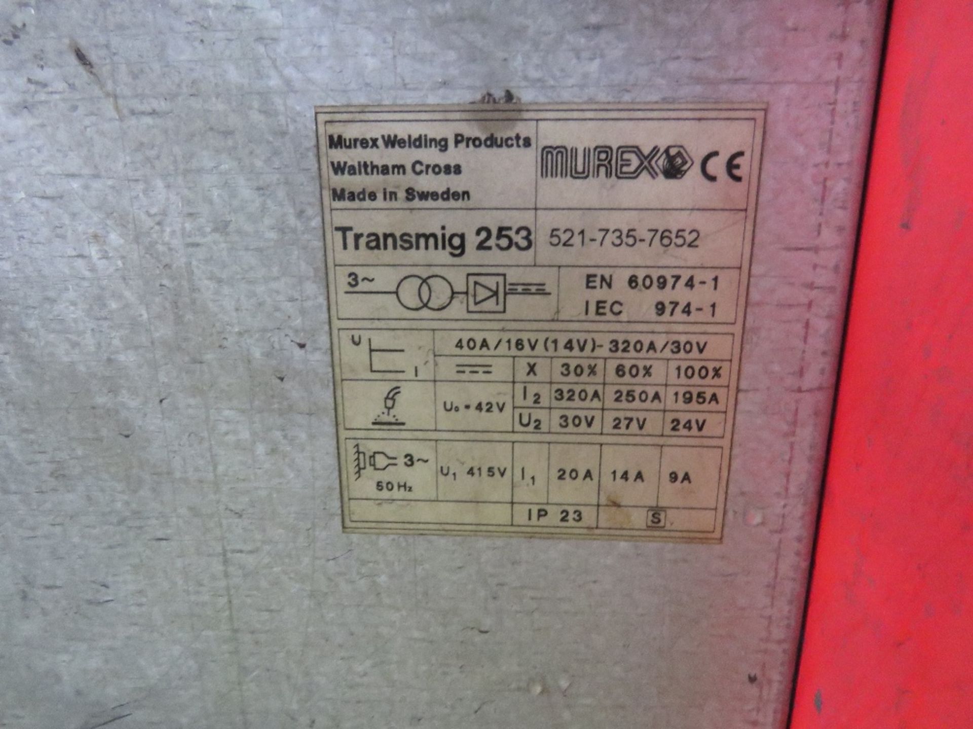 MUREX TRANSMIG 253 WELDER, 3 PHASE POWERED SOURCED FROM COMPANY LIQUIDATION. THIS LOT IS SOLD UND - Image 6 of 6