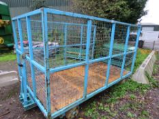 CAGE SIDED 4 WHEEL SITE TRAILER, 9FT LENGTH APPROX. SOURCED FROM COMPANY LIQUIDATION. THIS LOT IS