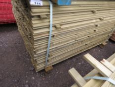 LARGE PACK OF TREATED SHIPLAP TIMBER CLADDING BOARDS. 1.55M LENGTH X 95MM WIDTH APPROX.