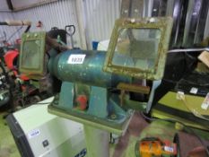 PILLAR MOUNTED DOUBLE ENDED BENCH GRINDER, 3 PHASE. SOURCED FROM COMPANY LIQUIDATION. THIS LOT IS