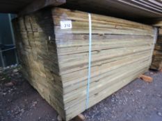 LARGE PACK OF PRESSURE TREATED FEATHER EDGE CLADDING TIMBER BOARDS. 1.65M X 100MM APPROX.