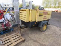 ATLAS COPCO XAS96 LARGE OUTPUT TOWED ROAD COMPRESSOR WITH 2 BREAKER GUNS. DEUTZ ENGINE. YEAR 2001. W