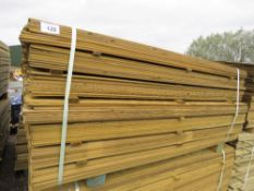 LARGE PACK OF TREATED HIT AND MISS TIMBER CLADDING BOARDS. 1.75M LENGTH X 95MM WIDTH APPROX.