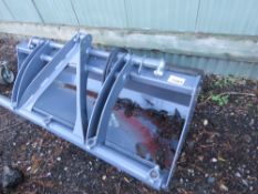 COCHET GRAB TYPE LOADER BUCKET, 1.2M WIDTH APPROX, UNUSED, 800MM CENTRES BETWEEN BRACKETS APPROX.