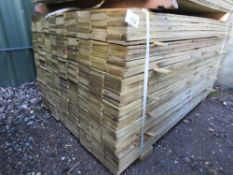 LARGE PACK OF PRESSURE TREATED FEATHER EDGE CLADDING TIMBER BOARDS. 1.5M X 100MM APPROX.