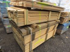 LARGE STACK (3 X PACKS) OF UNTREATED SHIPLAP TIMBER FENCING BOARDS: 1.72-1.84M LENGTH APPROX.