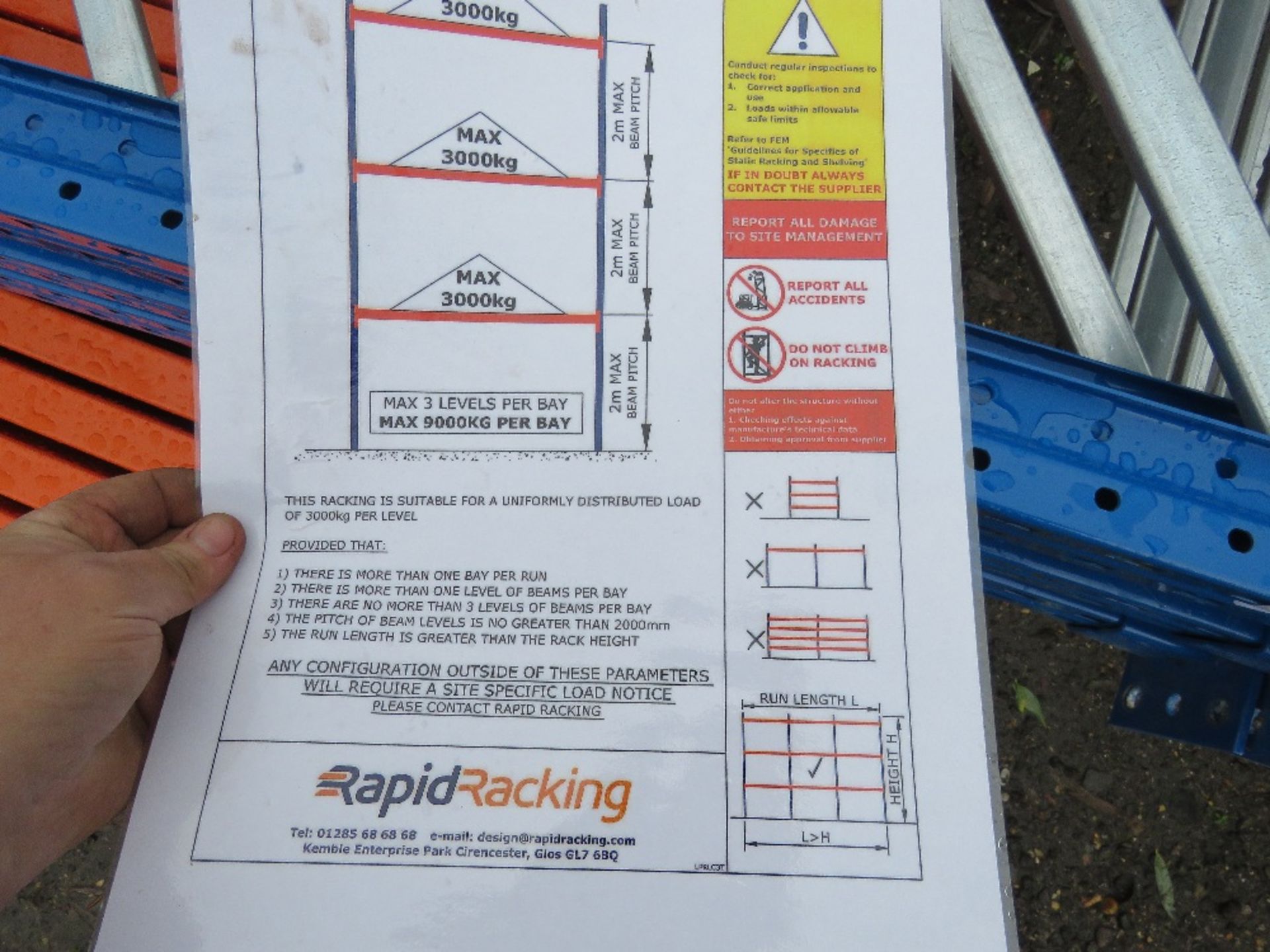 HEAVY DUTY PALLET RACKING: 5 X UPRIGHTS @ 5M HEIGHT WITH A WIDTH OF 0.9M, PLUS 24NO BEAMS @ 3.9M LEN - Image 4 of 4