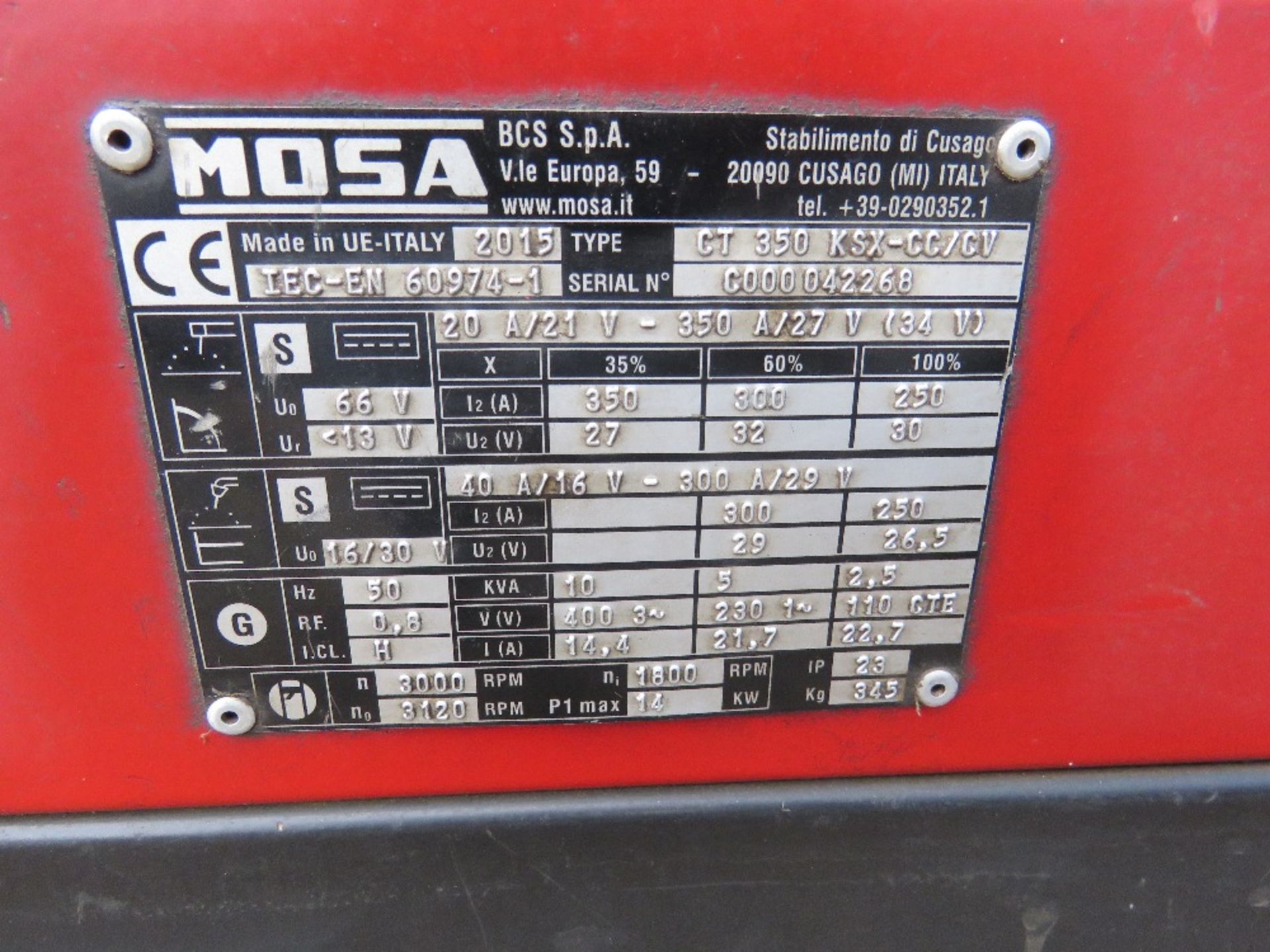 MOSA WELDER GENERATOR BARROW. WHEN TESTED WAS SEEN TO RUN BUT DID NOT SHOW OUTPUT (STARTER A BIT LAZ - Image 3 of 6