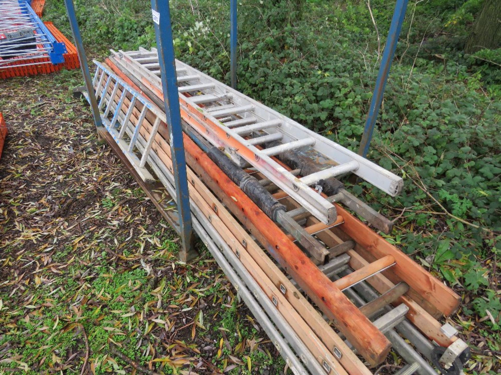 STILLAGE CONTAINING ASSORTED LADDERS 8FT - 24FT LENGTH APPROX. - Image 3 of 3