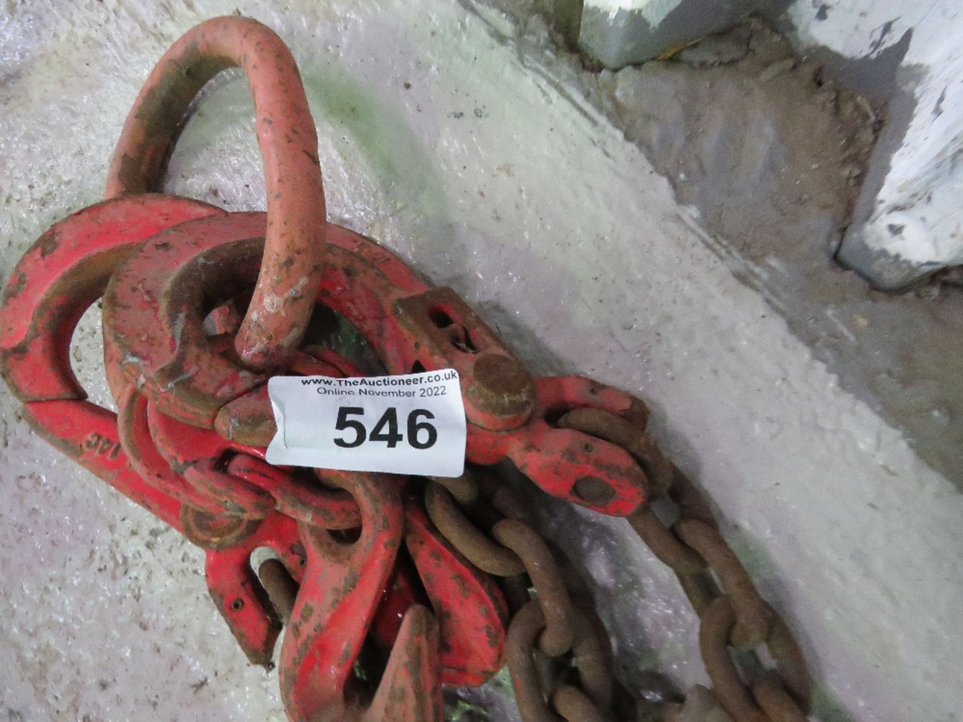 LIFTING CHAINS, 2 LEGGED, WITH SHORTENERS. REQUIRE TESTING BEFORE USE. THIS LOT IS SOLD UNDER THE - Image 2 of 2