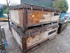 2 X LARGE WOODEN STORAGE CRATES WITH LIDS, 5FT X 7FT EXTERNAL APPROX.
