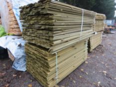 STACK OF TREATED SHIP LAP TIMBER CLADDING BOARDS: 2 X LARGE PACKS @ 1.72M LENGTH 95MM WIDTH APPROX.