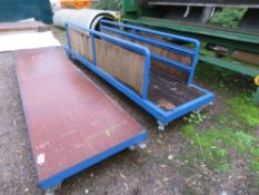 2 X LONG WHEELED TROLLEYS, 3M LENGTH APPROX. THIS LOT IS SOLD UNDER THE AUCTIONEERS MARGIN SCHEME