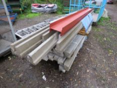 CONCRETE POSTS, LINTELS PLUS A STEEL RSJ BEAM, 9-12FT LENGTHJ. THIS LOT IS SOLD UNDER THE AUCTION