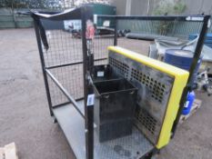 WHEELED PALLET CAGE WITH BATTERY BOX AND DRIP TRAY. SOURCED FROM COMPANY LIQUIDATION.