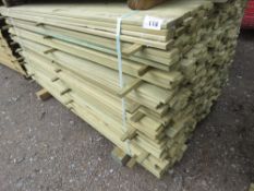 LARGE PACK OF TREATED VENETIAN PALE TIMBER FENCE SLATS. 1.63M LENGTH X 50MM WIDTH X 16MM DEPTH APPRO