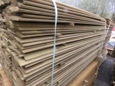 LARGE PACK OF TREATED SHIPLAP TIMBER CLADDING BOARDS. 1.73M LENGTH X 95MM WIDTH APPROX.