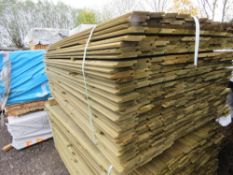 LARGE PACK OF TREATED SHIPLAP TIMBER CLADDING BOARDS. 1.73M LENGTH X 95MM WIDTH APPROX.