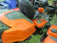 HUSQVARNA RIDE ON MOWER WITH OUTFRONT DECK, YEAR 2022, 86 REC HOURS. LARGER WHEELS AND ENGINED MODEL