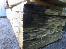 LARGE PACK OF PRESSURE TREATED FEATHER EDGE CLADDING TIMBER BOARDS. 1.8M X 100MM APPROX.