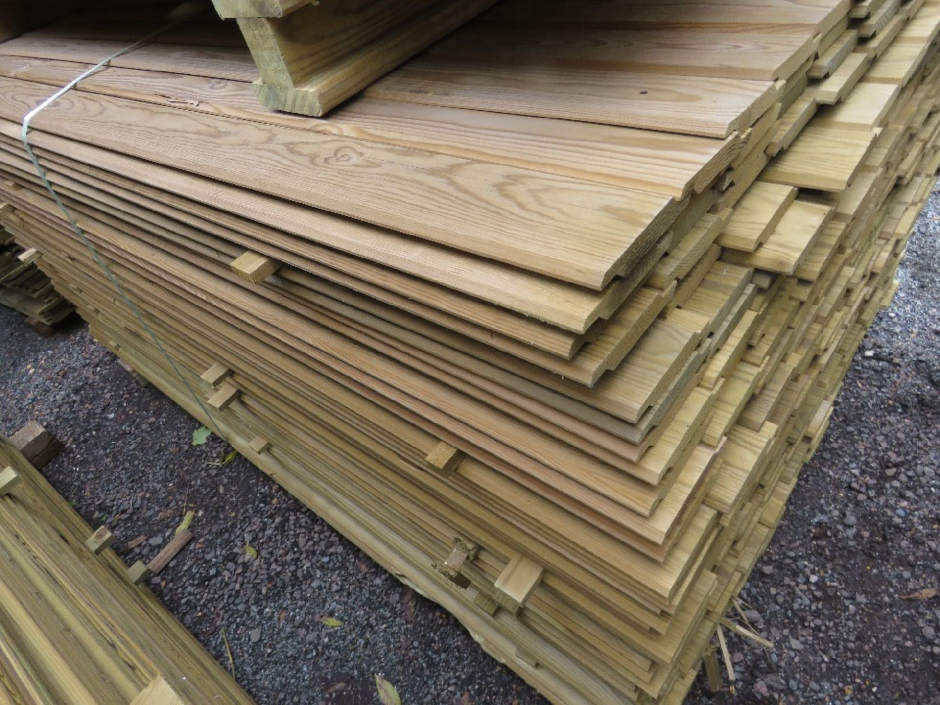 LARGE PACK OF TREATED SHIPLAP TIMBER CLADDING BOARDS. 1.73M LENGTH X 95MM WIDTH APPROX. - Image 3 of 3
