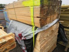 LARGE STACK (2 X PACKS) OF UNTREATED TIMBER FENCING SLATS: 1.72M LENGTH X 45MM X 16MM APPROX.