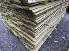 LARGE PACK OF TREATED SHIPLAP TIMBER CLADDING BOARDS. 1.73M LENGTH X 95MM WIDTH APPROX.