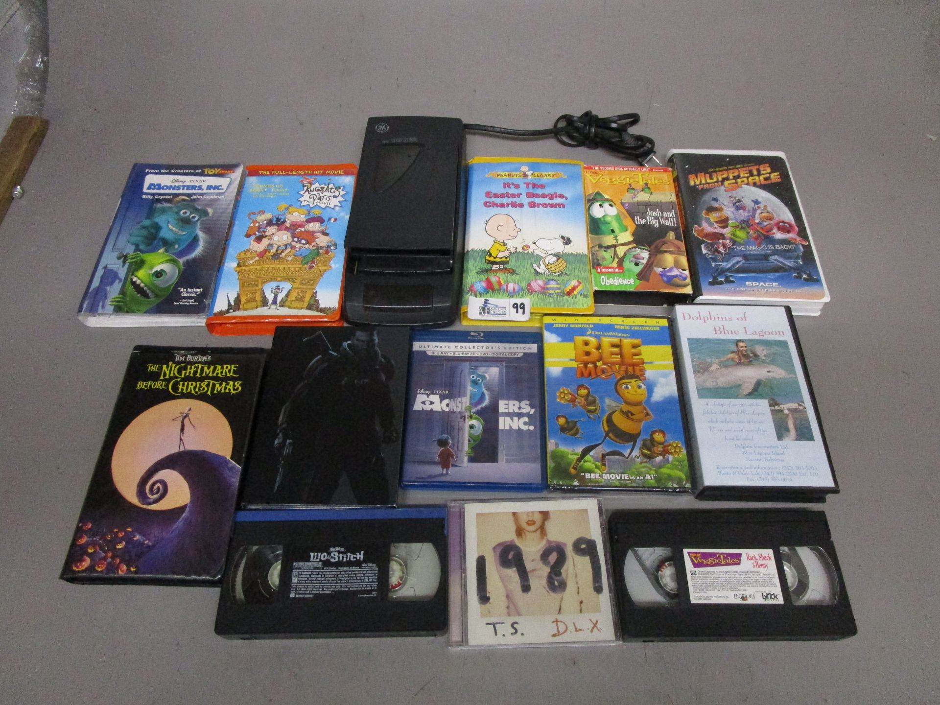 LOT VHS MOVIES AND VIDEO REWINDER/MORE