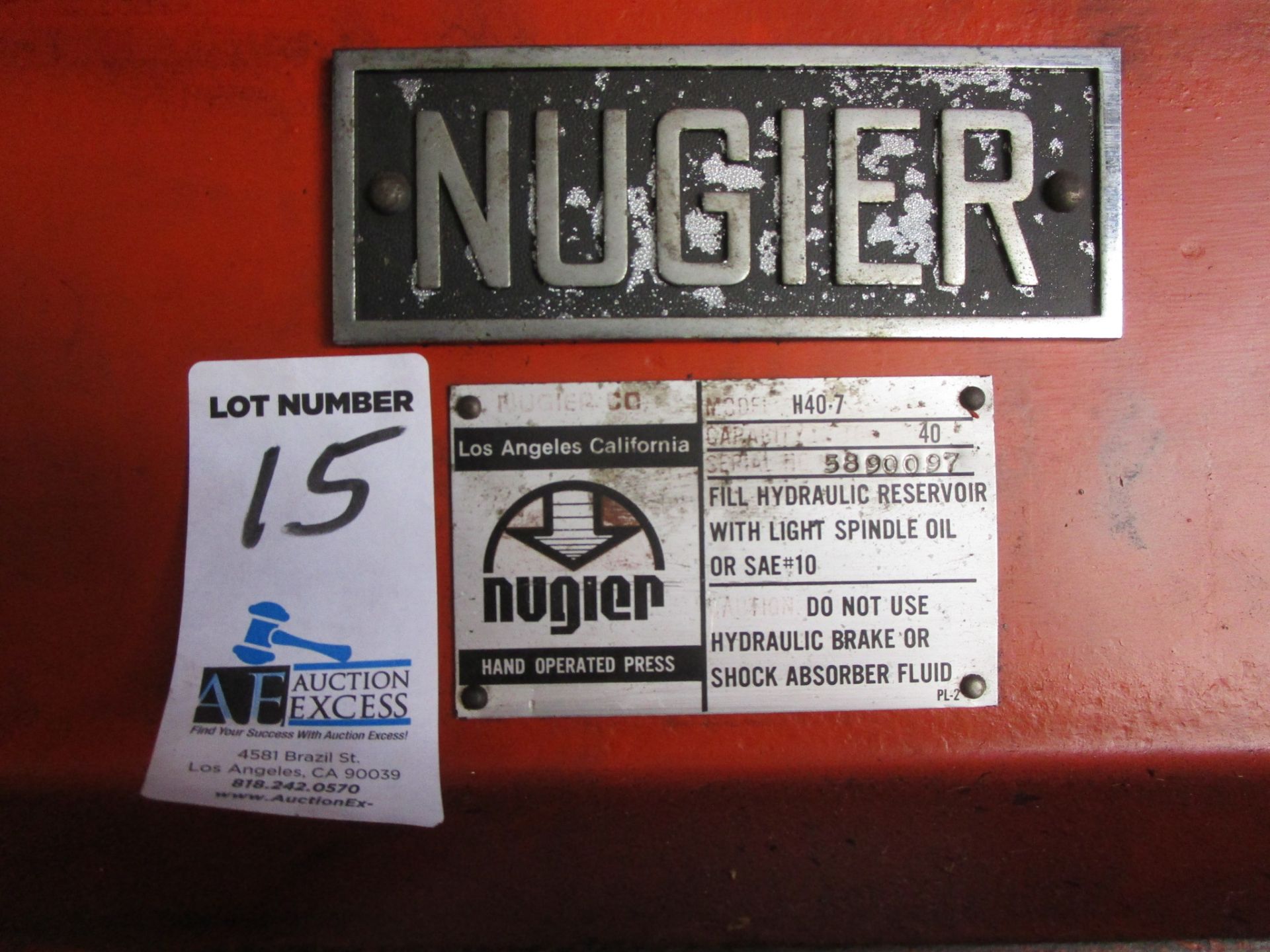 NUGIER HYDRAULIC PRESS MODEL H40.7 - Image 2 of 2