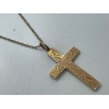 9ct rose gold cross and chain