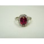 18ct white gold ruby and diamond ring