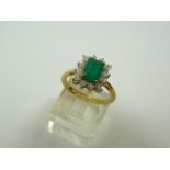 9ct gold emerald and diamond ring