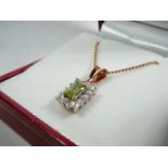 9ct rose gold peridot and diamond necklace