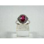 18ct white gold ruby and diamond ring