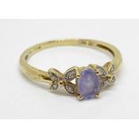 9ct gold amethyst and diamond ring