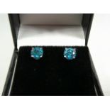 14ct white gold blue diamond studs