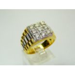Gentlemans gold and pave diamond ring
