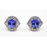 18ct white gold tanzanite and diamond earrings