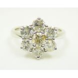 18ct white gold floral cluster ring