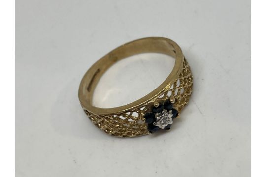 9ct gold sapphire and diamond ring - Image 2 of 2