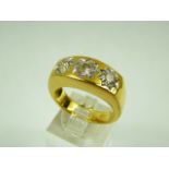 9ct gold gents triple diamond ring