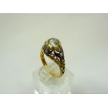 18ct gold diamond and enamel ring