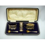 Boxed silver table condiment set from the estate of General Lord Henry Horne.